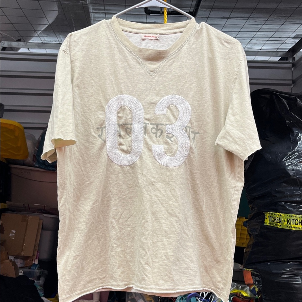 Cream Short Sleeve Tee with '03' Design